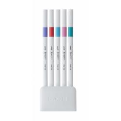 Uni-ball PEM-SY 5C NO.5 Pack de 5 Marcadores de Linea Fina - Punta 0.4mm - Tinta a Base de Agua - Diseño Innovador - Ancho de Li