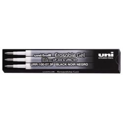 Uni-ball UF-220 Caja de 3 Recambios de Gel Borrable URR-100-07 - Punta 0.7mm - Color Negro