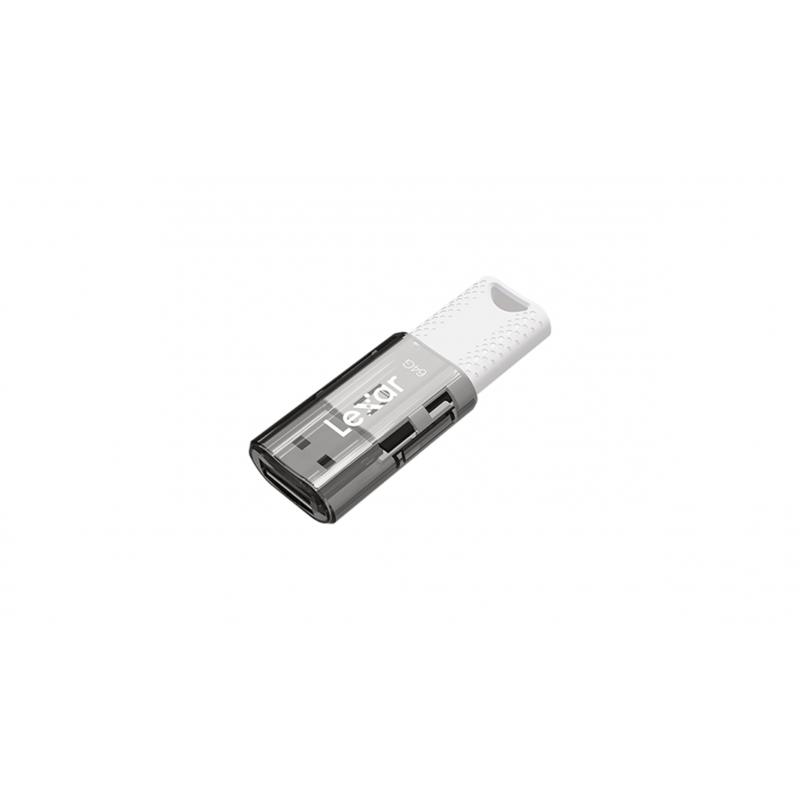 Lexar JumpDrive S60 Memoria USB 64GB - Compacta y Portatil - Interfaz USB 2.0 - Construccion Duradera - Color Blanco