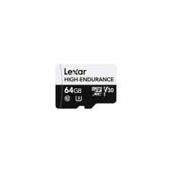 Lexar High Endurance Tarjeta de Memoria 64GB Clase 10 - Velocidad de Lectura hasta 100MB/s - Soporta 12.000 Horas de Grabacion F