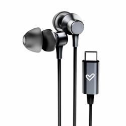 Energy Sistem Metallized Auriculares con cable Tipo C - Microfono - Controlador de 3 Botones - Funda de Transporte - Color Negro