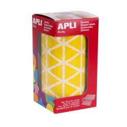 Apli Rollo de Gomets Triangulares - Adhesivo Permanente - 2.832 Gomets - Color Amarillo