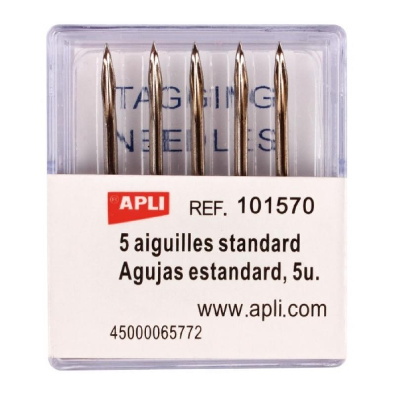 Apli Pack de 5 Agujas de Recambio para Etiquetadoras Textiles - Compatibles con Pistola Textil Modelo 101545 - Compatibles con N