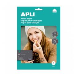 Apli Pack de 2 Hojas de Papel para Crear Tatuajes - Imprimible en Inkjet - Versatil para Piel y Objetos - Facil de Borrar - Derm