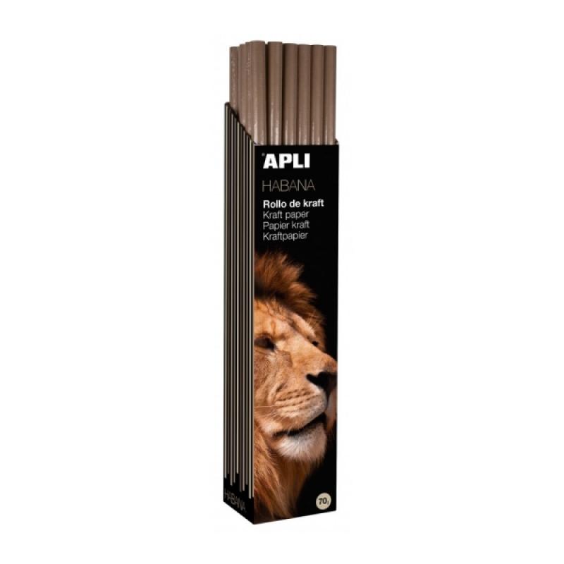 Apli Rollo de Papel Kraft - 70gr - Fibras Naturales - Alta Resistencia - Homogeneidad de Color - Ideal para Embalajes y Manualid