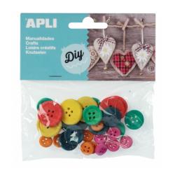 Apli Botones de Madera - Ideales para Costura, Artesania y Scrapbooking - Colores Surtidos