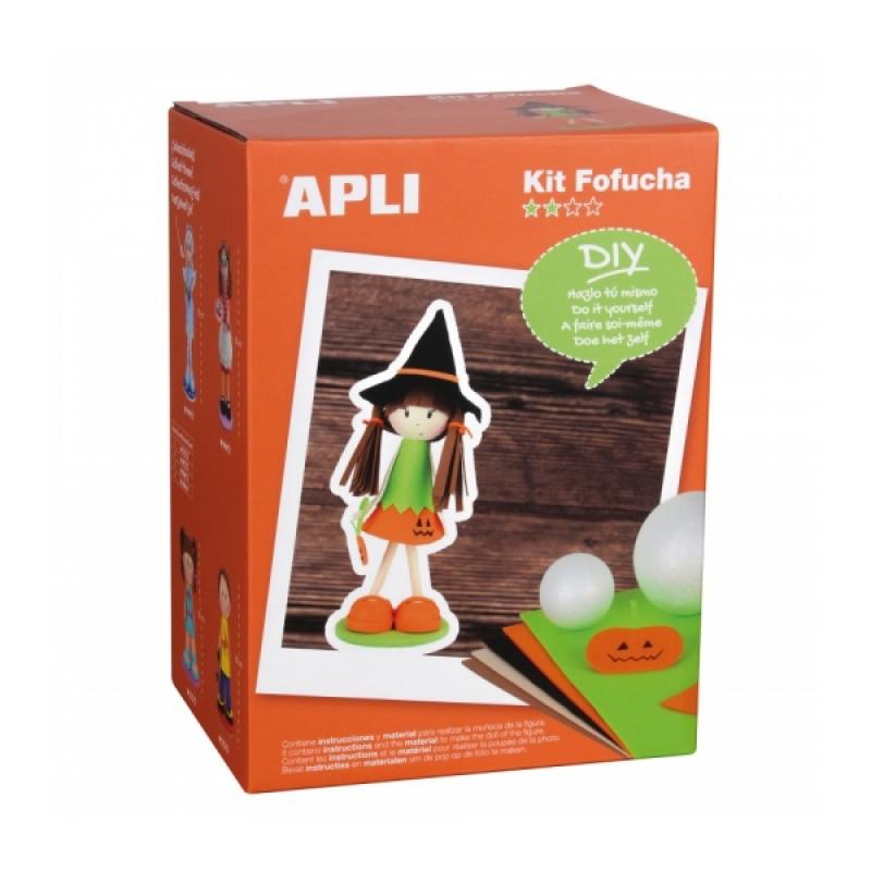 Apli Kit de Manualidades Fofucha Calabaza - Incluye Materiales y Patrones - Instrucciones Visuales - Nivel Medio - Ideal para Ac