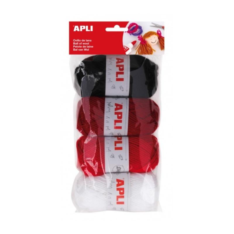 Apli Pack de 4 Ovillos de Lana Acrilica - Tonos Rojos y Combinables - Flexibles y Resistentes - Lavables a Maquina - Ideales par