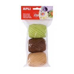 Apli Pack de 3 Ovillos de Rafia Natural - Tonos Nature - Ideal para Manualidades y Decoraciones - Versatil y Duradero - Colores 