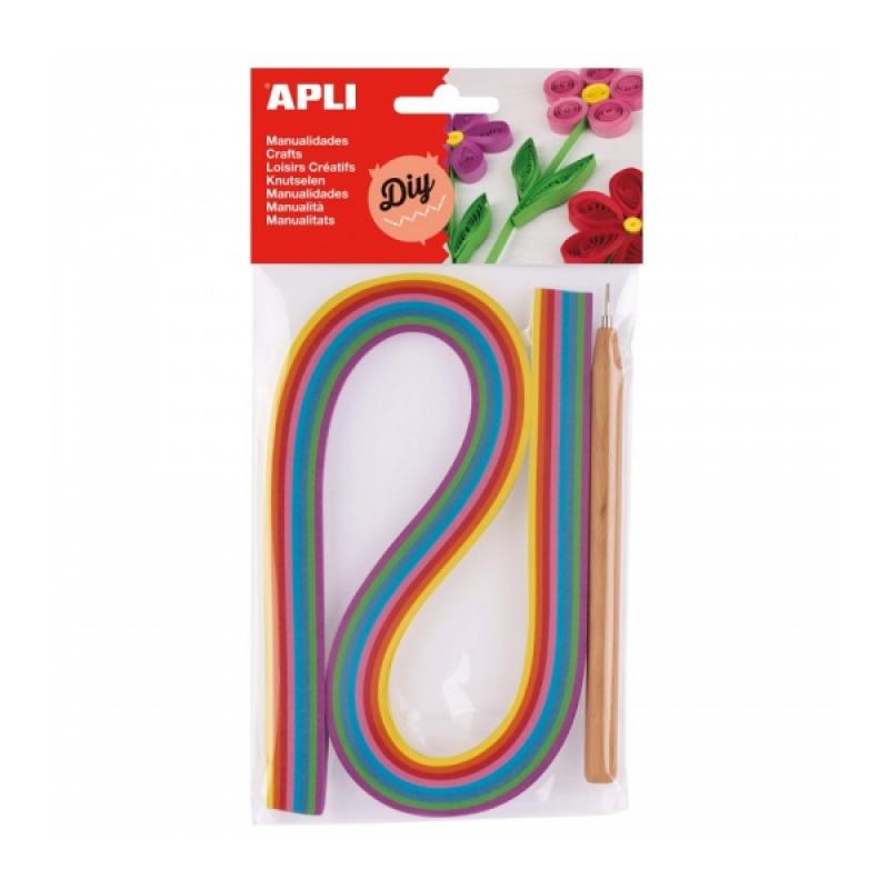 Apli Kit de Quilling - Incluye Herramienta y 120 Tiras de Papel - Ideal para Decoraciones y Manualidades Originales - Perfecto p