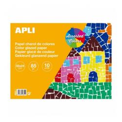 Apli Bloc de Papel de Charol - 85gr - 10 Hojas - Ideal para Manualidades, Scrapbooking, Papiroflexia - Colores Surtidos