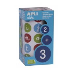 Apli Rollo de Gomets Redondos ABC Adhesivo Removible - Letras Minusculas y Signos - 900 Gomets - Fomenta Aprendizaje y Concentra