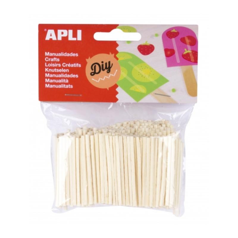 Apli Pack de 500 Mini Palitos de Madera - Gran Resistencia - Faciles de Pegar, Pintar y Cortar - Ideal para Manualidades y Maque