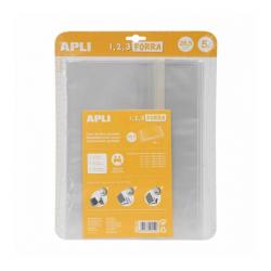 Apli Pack de 5 Fundas Transparentes de Polipropileno - Solapa Autoajustable - Facil Forrado en 3 Pasos