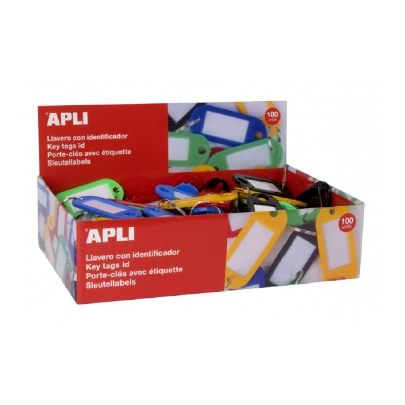 Apli Pack de 100 Llaveros con Etiqueta - Facil Apertura - Ideal para Oficinas, Almacenes y Hogar - Color Amarillo