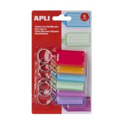 Apli Pack de 6 Llaveros Premium con Etiqueta - Facil Apertura - Ideal para Oficinas, Almacenes y Hogar - Color Azul