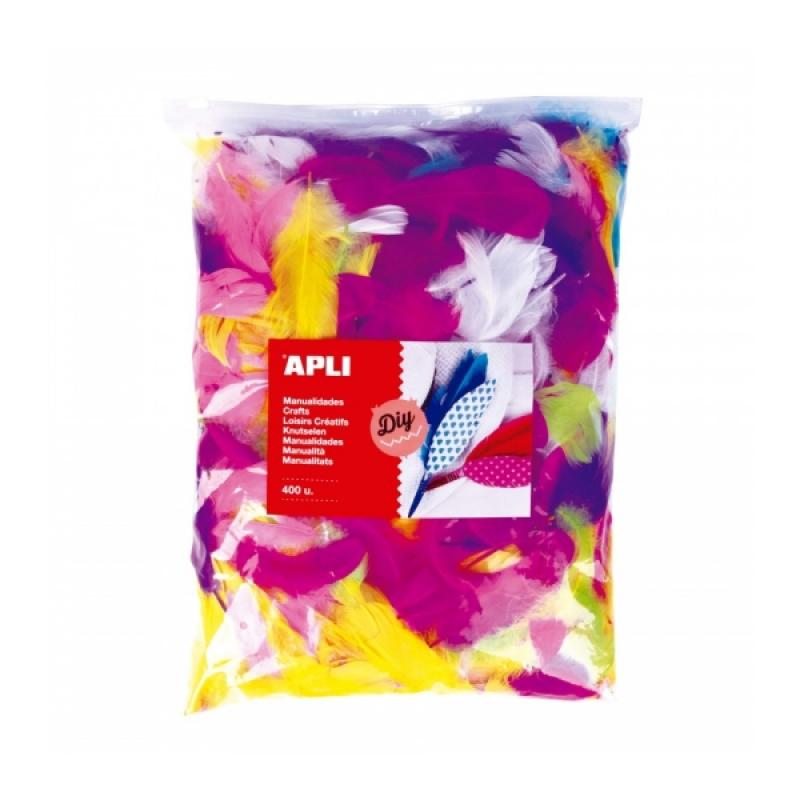 Apli Pack de 400 Plumas Collage Formato MAXI - Ideal para Escuelas y Talleres - Estimula Imaginacion y Creatividad Infantil - Co