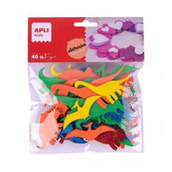 Apli Pack de 40 Dinosaurios Adhesivos de Goma EVA - Diseños Variados - Adhesivo Permanente - 8 Razas - Ideal para Manualidades y