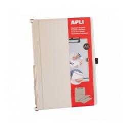 Apli Clipboard Plegable - Compacto y Facil de Transportar - Sujeta Hojas con Goma Elastica - Extension para Boligrafo - Material