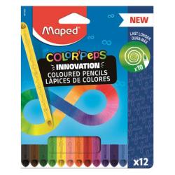 Maped Color`Peps Infinity Pack de 12 Lapices de Colores de Larga Duracion - Hecho Totalmente de Mina - Colores Surtidos