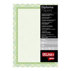 Apli Pack de 25 Hojas de Papel Certificado - Diseño de Concha - 115gr - Ideal para Certificados y Diplomas - Compatible con Impr