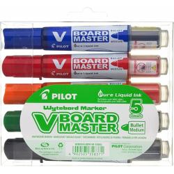 Pilot V-Board Master Begreen Pack de 5 Rotuladores para Pizarra Blanca - Punta Redonda 6mm - Trazo 2.3mm - 91% Plastico Reciclad