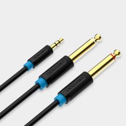 Vention Cable Estereo Jack 3.5 Macho a 2x Jack 6.5 Macho - 1.5m - Color Negro