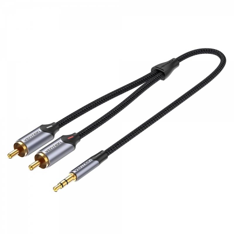 Vention Cable Estereo Jack 3.5 Macho a 2x RCA Macho - 1m - Color Gris