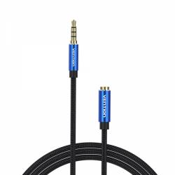 Vention Cable Extension Audio TRSS 3.5mm Macho a Hembra - 1.5m - Algodon Trenzado - Aluminio Azul