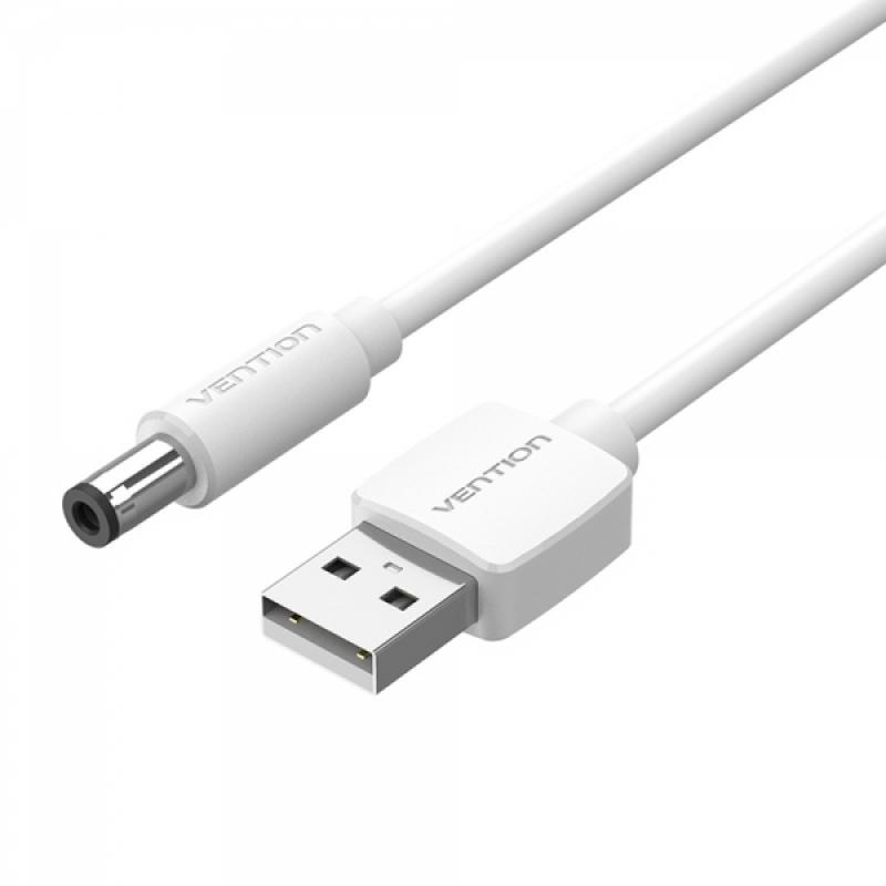 Vention Cable Alimentacion USB-A Macho a DC 5.5mm Macho - 1m - Color Blanco