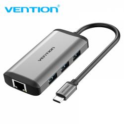 Vention Docking Station 6 en 1 USB-C a HDMI 4K/3xUSB3.0/RJ45/PD87W - 0.15m - Color Gris