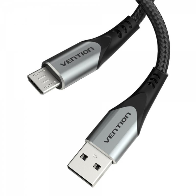 Vention Cable USB 2.0 Macho a MicroUSB Macho 60W 480Mbps - 1.5m - Color Gris