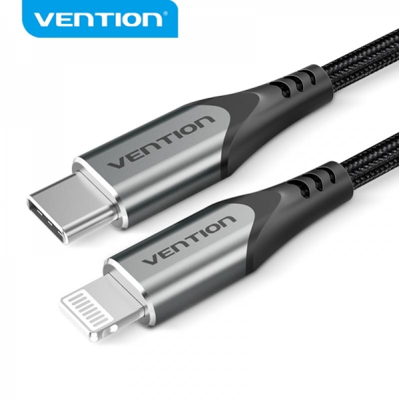 Vention Cable USB-C a Lightning 3A 27W 480Mbps MFi - 1m - Color Gris