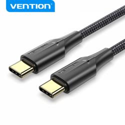 Vention Cable USB-C Macho a USB-C Macho 3A 60W LED - 2m - Algodon Trenzado Negro