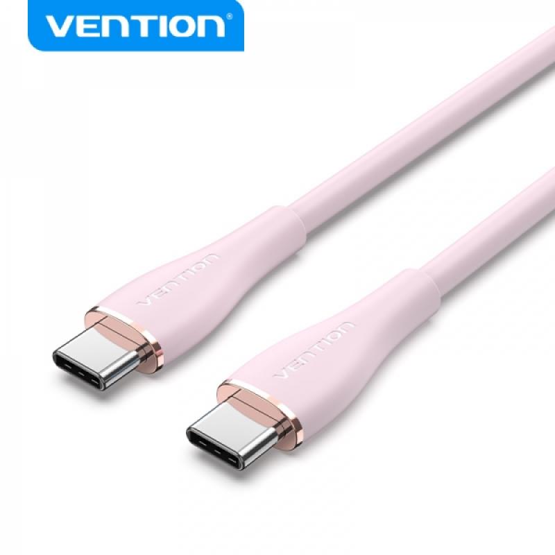 Vention Cable USB-C Macho a USB-C Macho - 1.5m - 5A 100W 480Mbps - Color Rosa Silicona