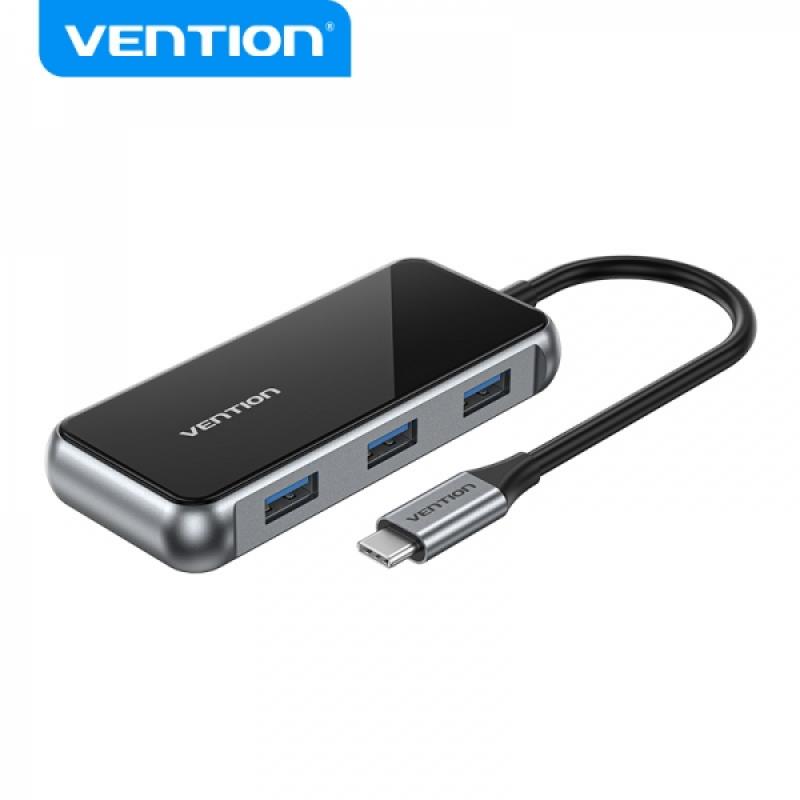 Vention Docking Station 9 en 1 USB-C a HDMI 4K/VGA/SD/TF/USB3.0x3/PD - 0.15m - Color Gris Espejo