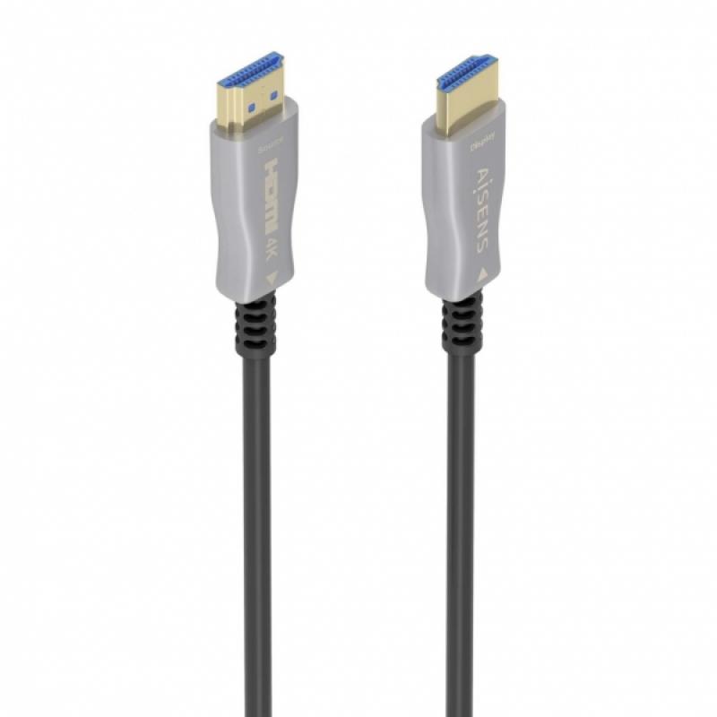 Aisens Cable HDMI V2.0 AOC Premium Alta Velocidad con Ethernet - Conectores Tipo a Macho - Fibra Optica y Cobre - Blindaje en Or