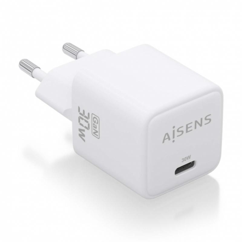 Aisens Cargador Gan USB-C 30W: Eficiencia Energetica y Seguridad - Tecnologia AI - Multiples Protocolos de Carga - Proteccion co