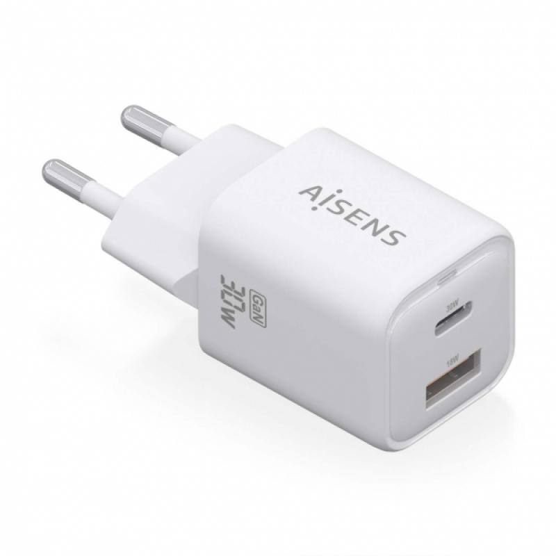 Aisens Cargador Gan USB-C 30W - Alta Eficiencia Energetica - Diseño Elegante y Moderno - Tecnologia AI - Carga Rapida y Segura -