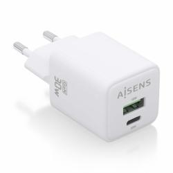 Aisens Cargador Gan USB-C 30W - Alta Eficiencia Energetica - Tecnologia AI - Multiples Protecciones - Carga Rapida y Segura - Co