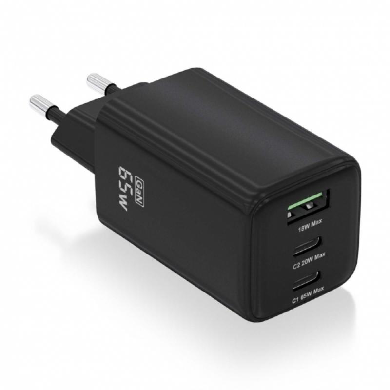 Aisens Cargador Gan USB-C 65W - Alta Eficiencia Energetica - Tecnologia AI para Carga Rapida - Multiples Protecciones de Segurid