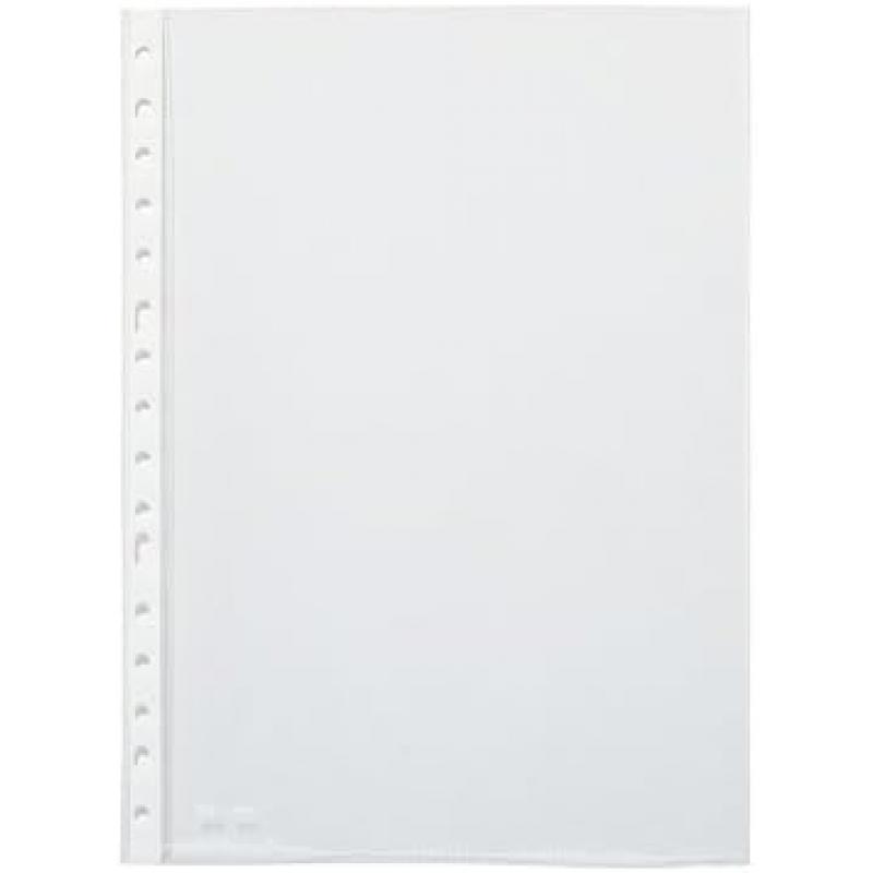 Pardo Pack de 100 Fundas Multitaladro Folio Transparentes 60 Micras - Acabado Piel de Naranja - Refuerzo en Blanco