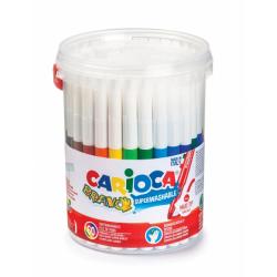 Carioca Bravo Pack de 60 Rotuladores - Cuerpo Octogonal Maxi - Tinta Superlavable - Punta Maxi 6mm Bloqueada - Tapa Ventilada - 