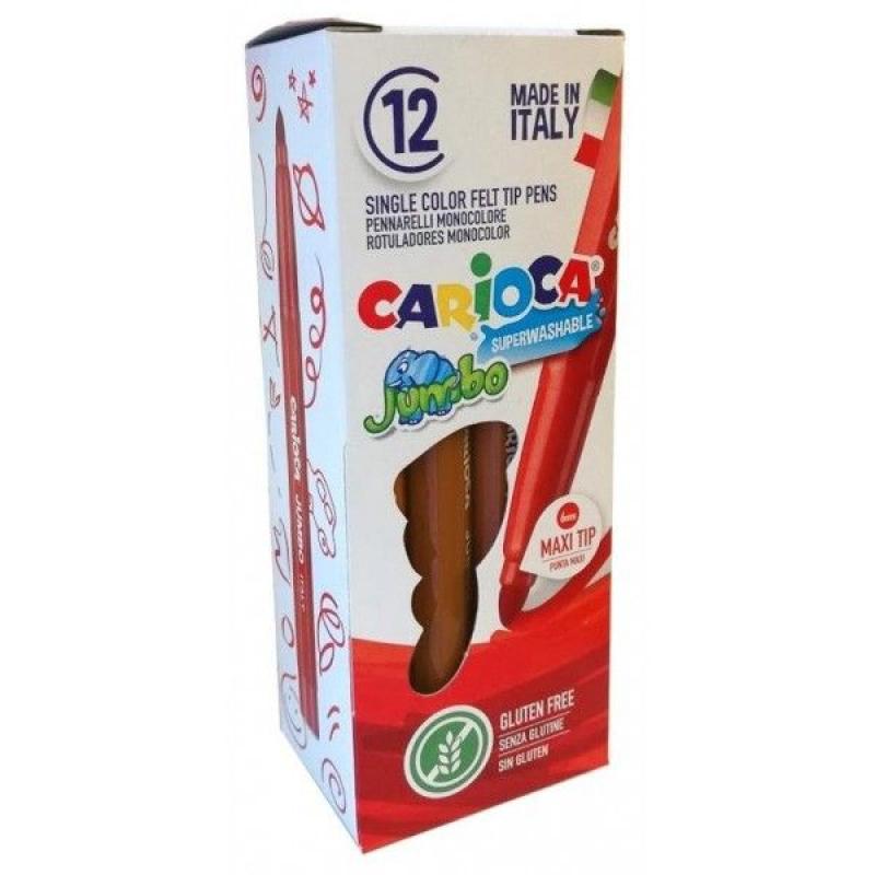 Carioca Jumbo Rotulador - Cuerpo Octogonal Maxi - Tinta Superlavable - Punta Maxi 6mm Bloqueada con Tapa Ventilada - Color Marró