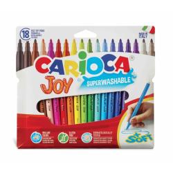 Carioca Joy Pack de 18 Rotuladores - Tinta Superlavable - Punta Fina 2.8mm - Bloqueada - Tapa Ventilada - Color Varios