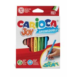 Carioca Joy Pack de 12 Rotuladores - Tinta Superlavable - Punta Fina 2.8mm - Punta Bloqueada - Tapa Ventilada - Color Varios