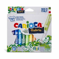 Carioca Fabric Pack de 12 Rotuladores para Tejidos - Punta Maxi Ø 6mm - Tinta Especial para Tejidos - Colores Indelebles - Planc