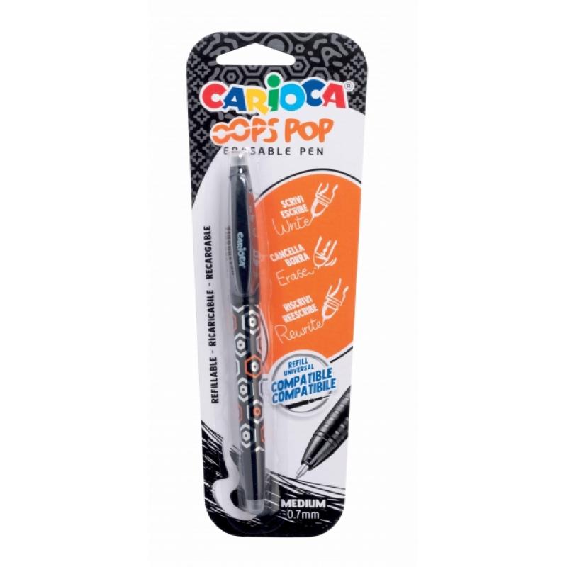 Carioca Oops Boligrafo Borrable - Tinta Termo Sensible - Empuñadura Texturizada - Punta de 0.7mm - Doble Goma - Recambios Compat