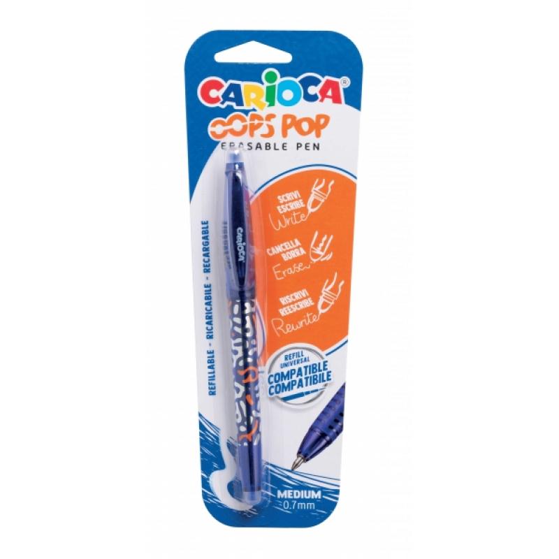 Carioca Oops Pop Boligrafo Borrable - Termo Sensible - Empuñadura Texturizada - Punta de 0.7mm - Doble Goma - Recambios Compatib