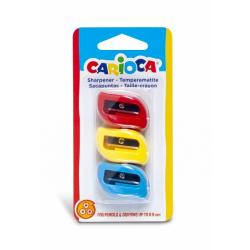 Carioca Pack 3 Sacapuntas de Colores con 1 Agujero - Apto para Lapices/Ceras Triangulares, Redondos y Hexagonales - Tornillo de 